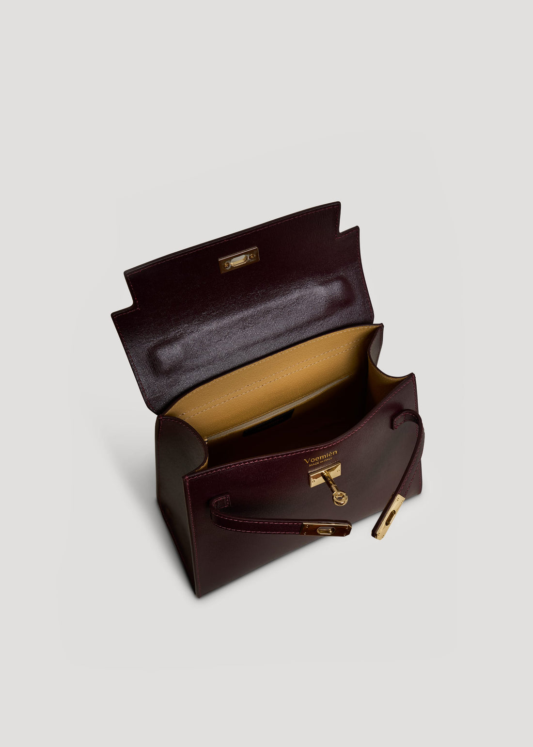 Borsa Zaira in Vera pelle Saffiano Bordeaux - Voemièn