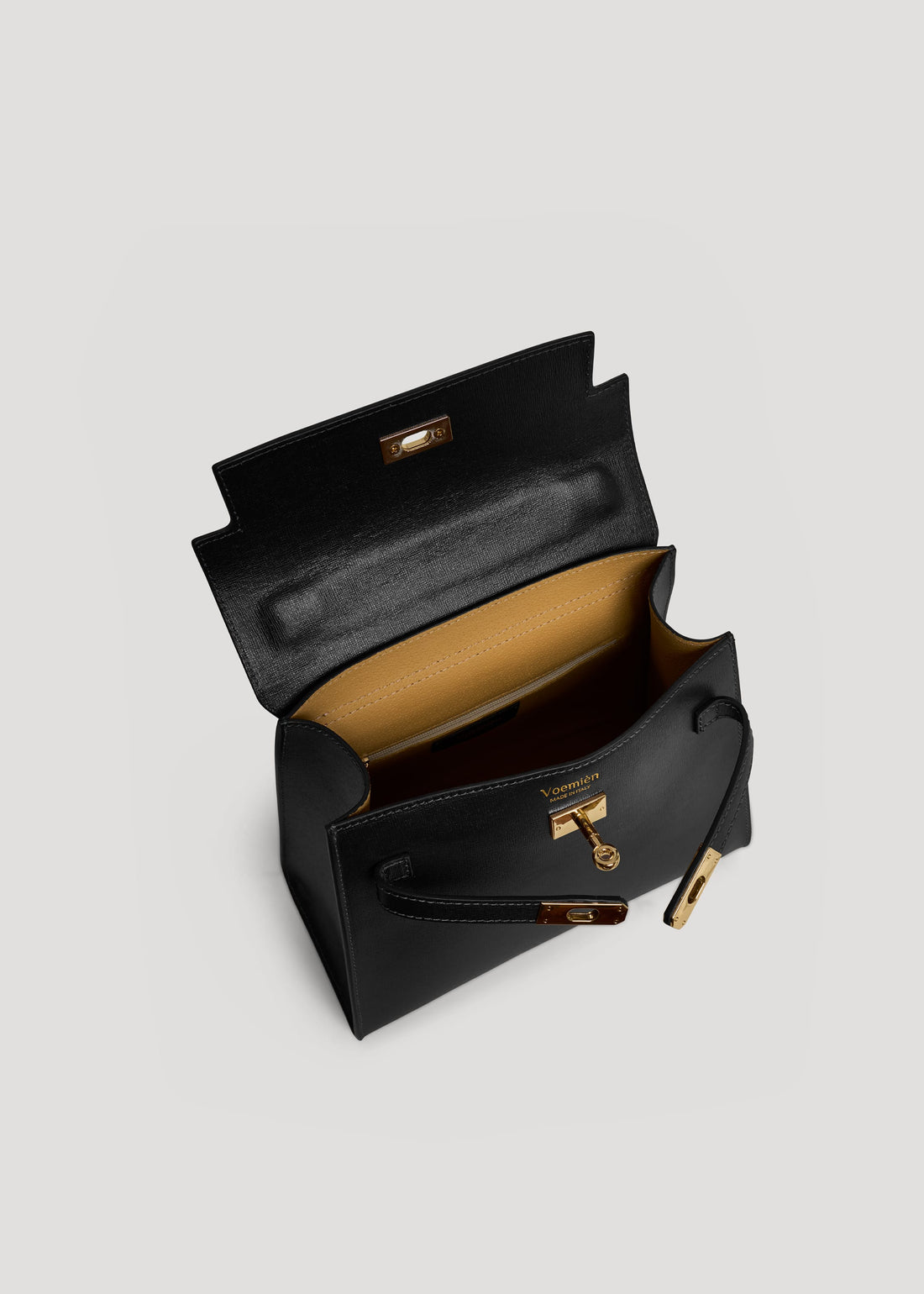 Borsa Zaira in Vera pelle Saffiano Nera - Voemièn