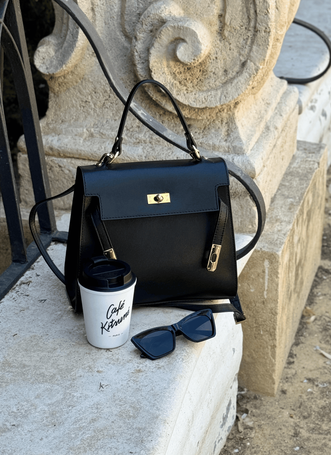 Borsa Zaira in Vera pelle Saffiano Nera - Voemièn