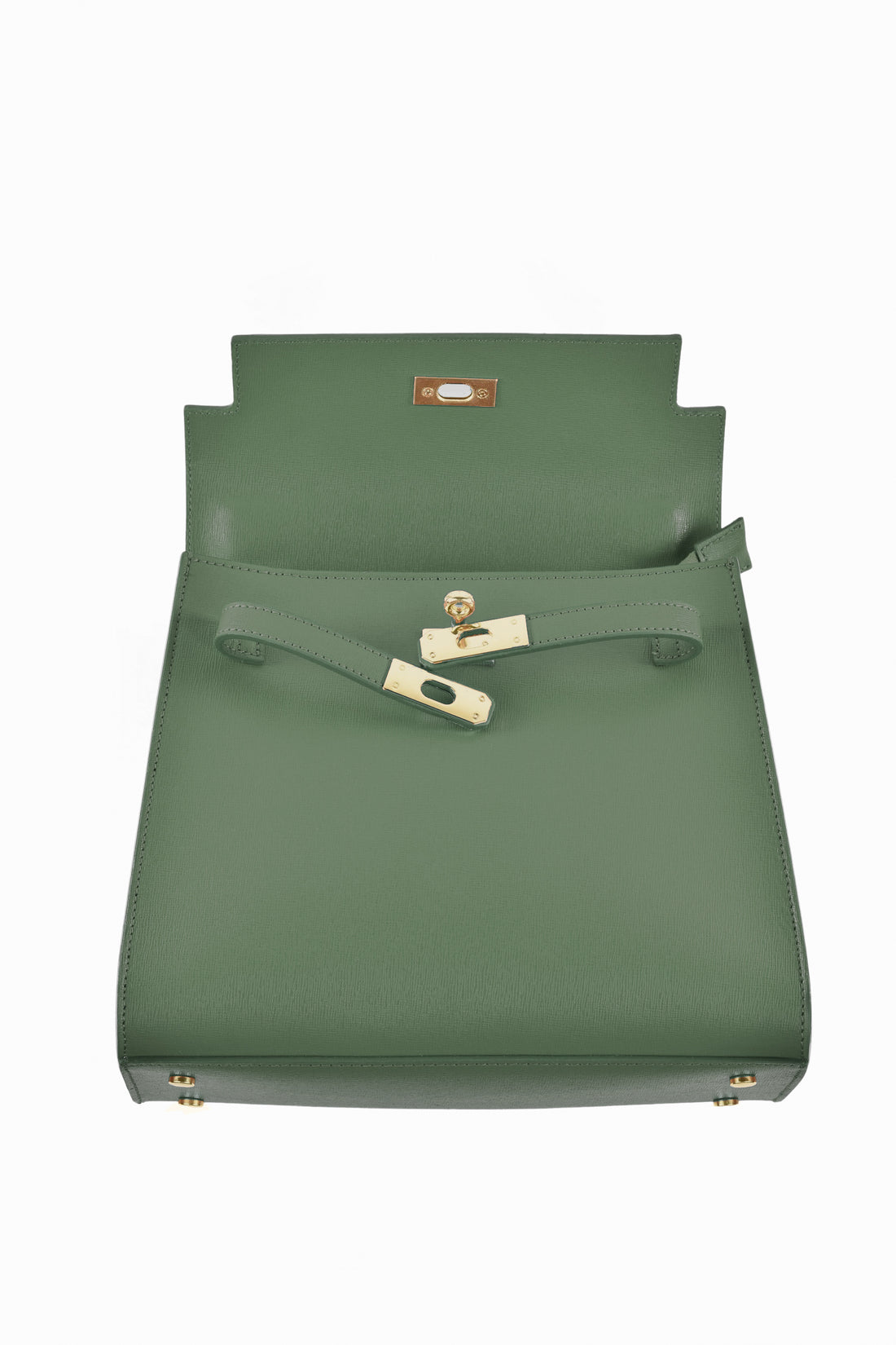 Zaira bag in forest green genuine Saffiano leather