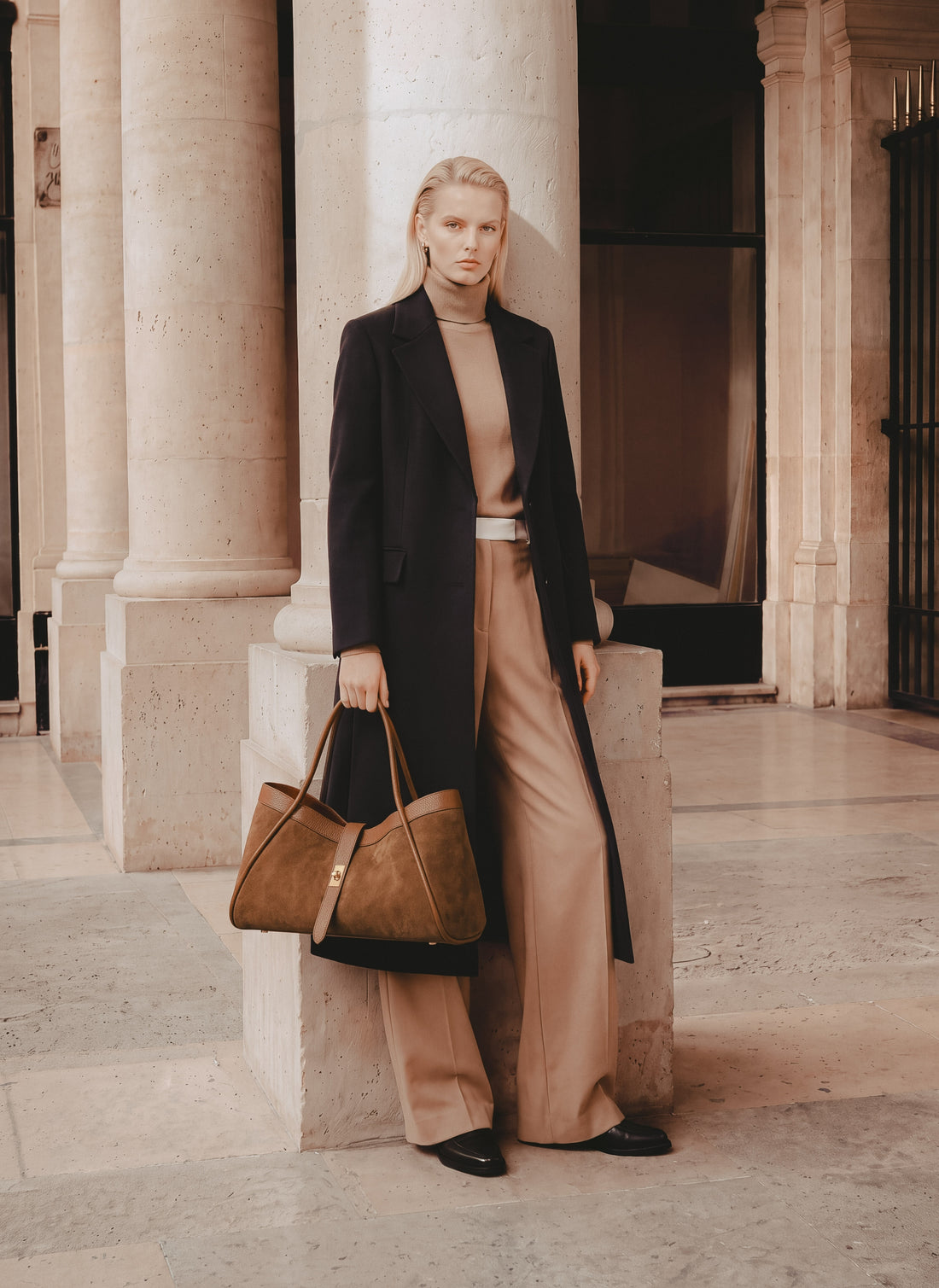 Borsa Mayfair Media in Camoscio e Pelle Togo Cuoio
