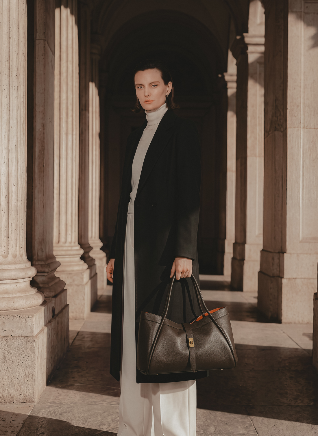 Borsa Mayfair in Pelle Togo Testa di moro