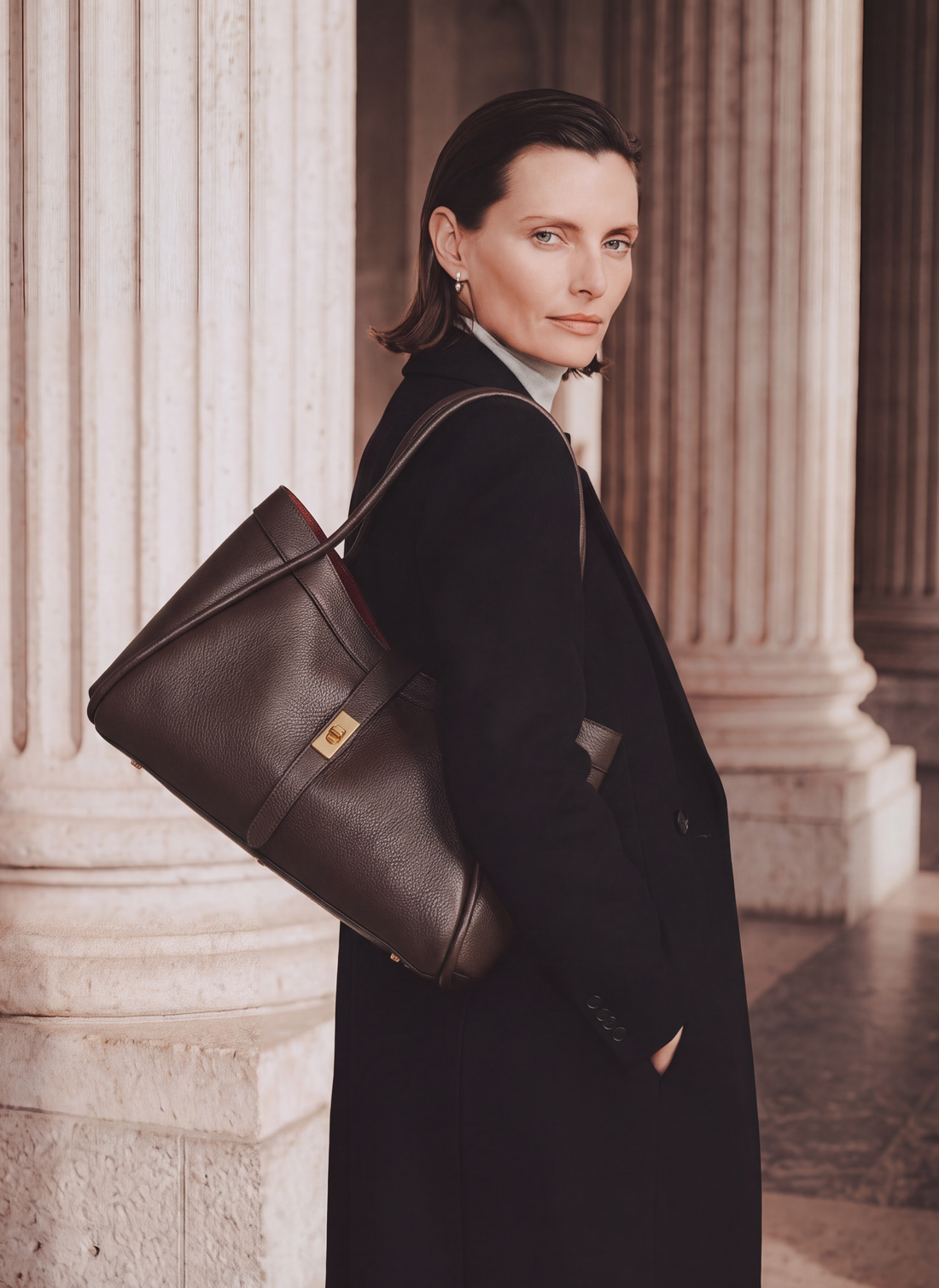 Borsa Mayfair in Pelle Togo Testa di moro