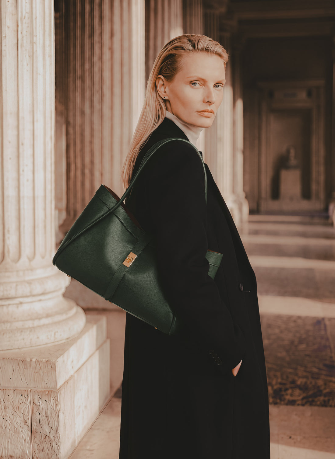 Borsa Mayfair Media in Pelle Togo Verde Bosco