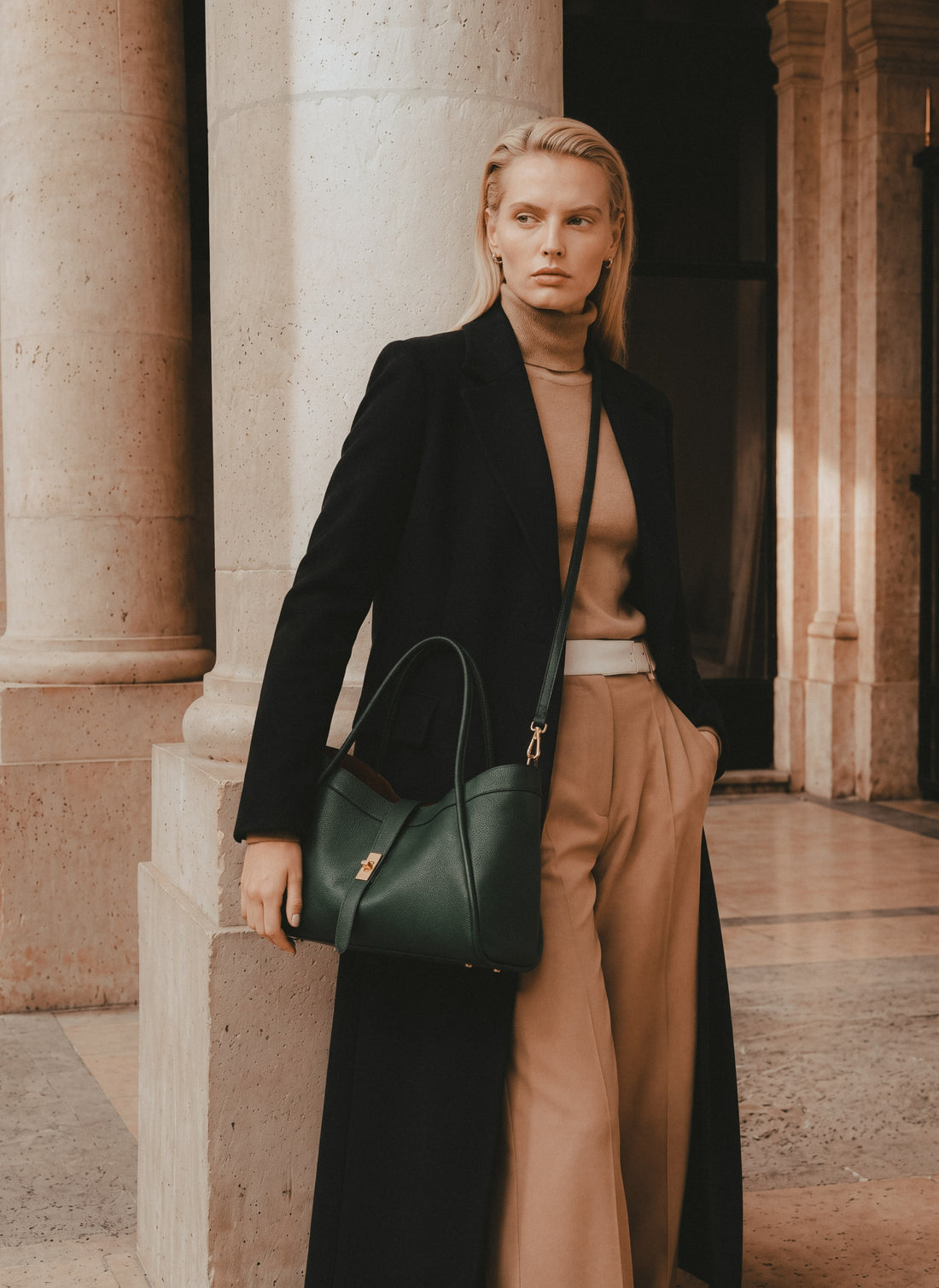 Borsa Mayfair Media in Pelle Togo Verde Bosco