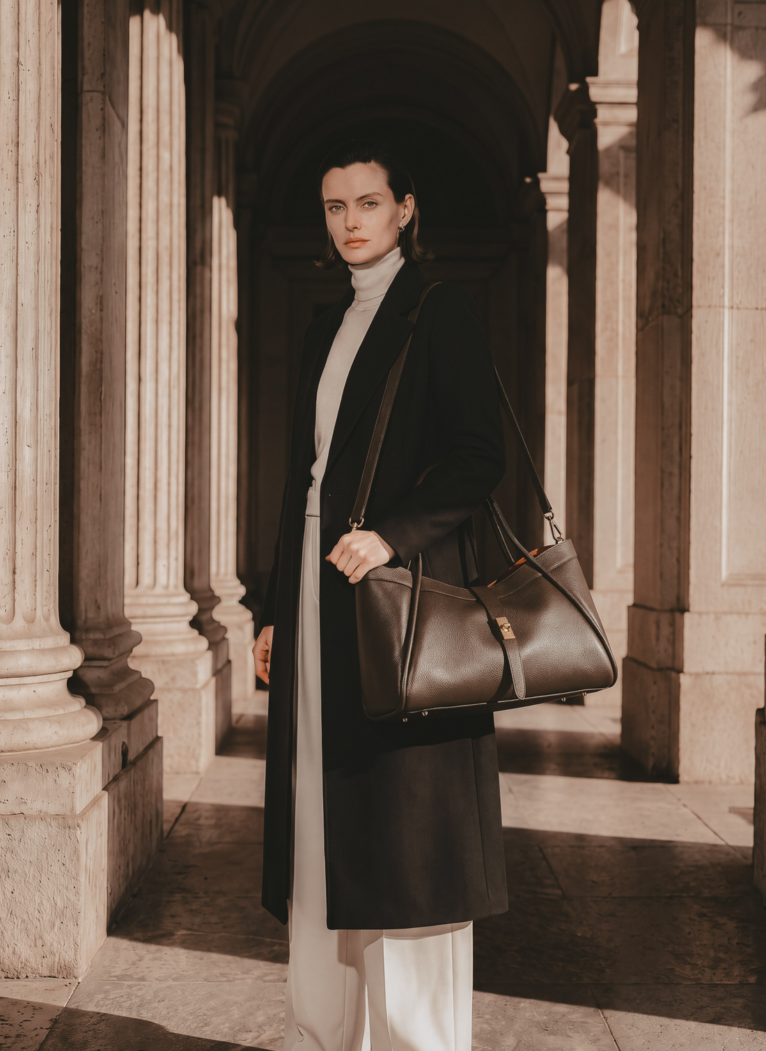 Borsa Mayfair in Pelle Togo Testa di moro