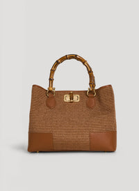 Bamboo Babe Limited Edition Leather and Raffia Bag Cuoio
