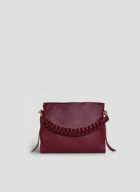 Borsa Braid Media in pelle Dollaro Borgogna