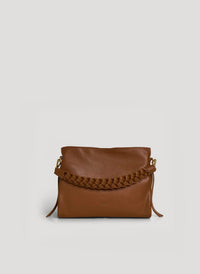 Borsa Braid Media in pelle Dollaro Cuoio