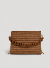Leather and Raffia Braid Bag Limited Edition Cuoio