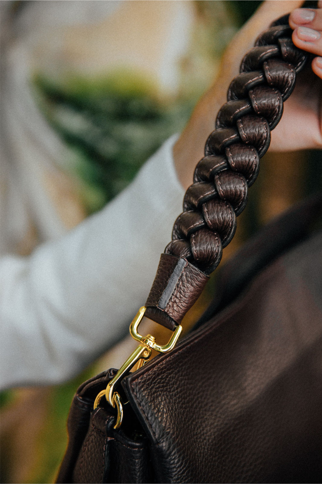 Borsa Braid in pelle Dollaro Testa di Moro