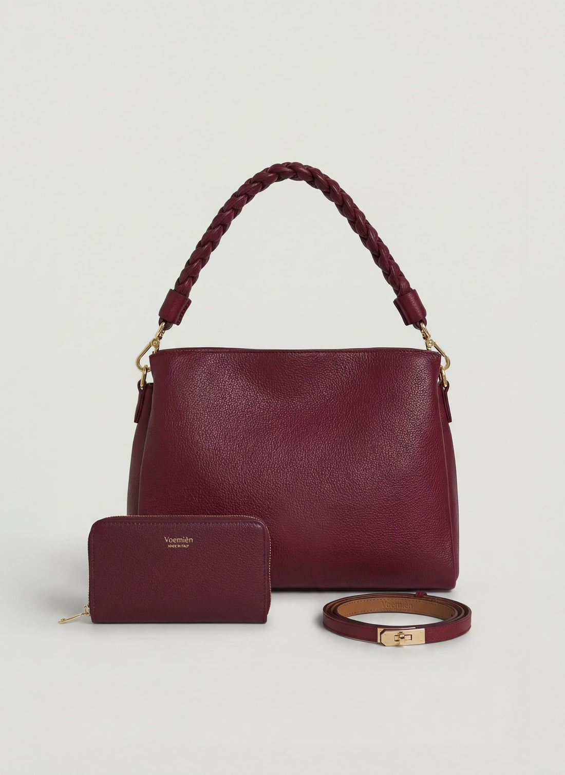 Set Presenza quotidiana | Braid in pelle Borgogna - Voemièn