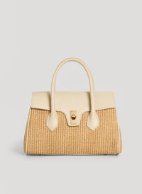 Cécile Cream Leather and Raffia Bag