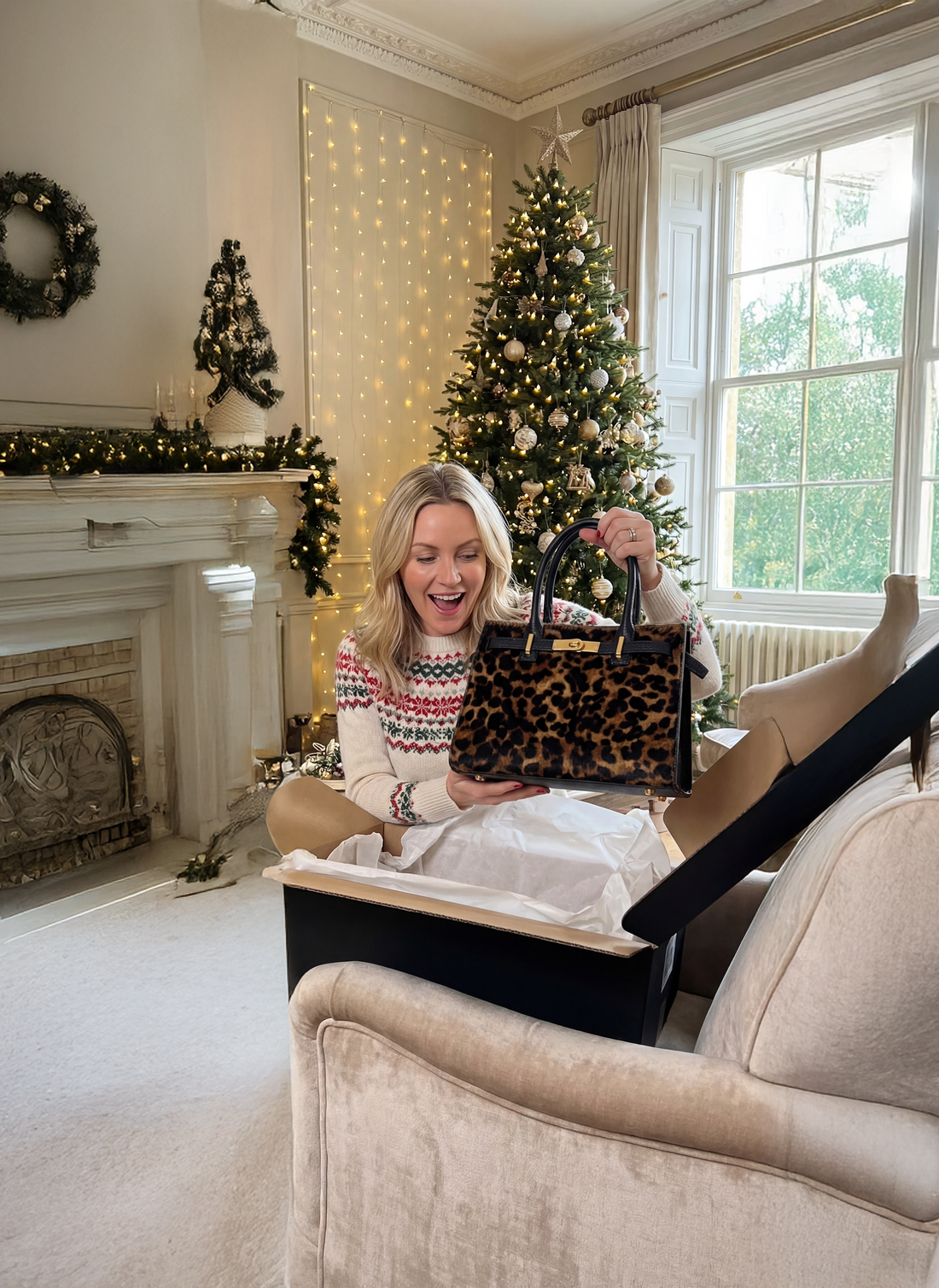 Set Grace Limited edition in pelle Calf hair Leopardato