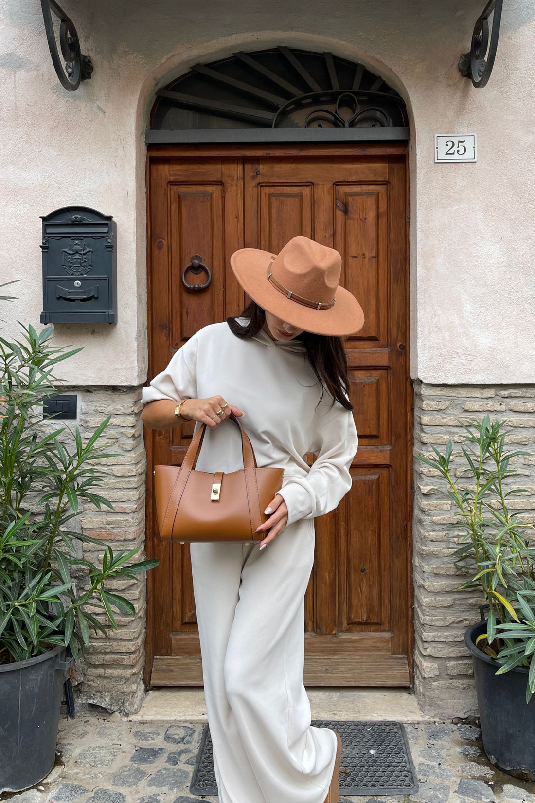 Borsa Eleonor in pelle Saffiano Cuoio