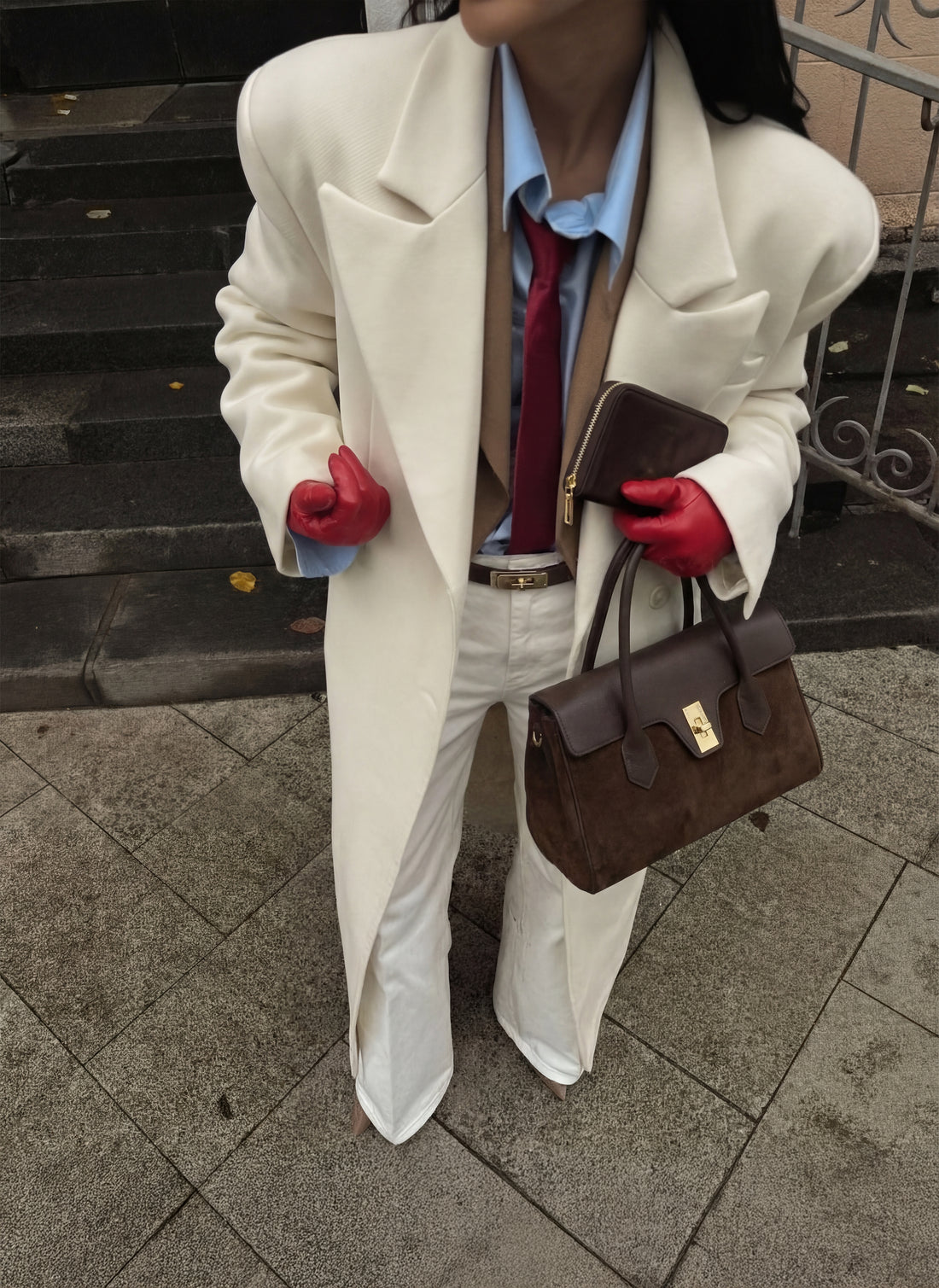 Set Cécile Camoscio e pelle Testa di moro