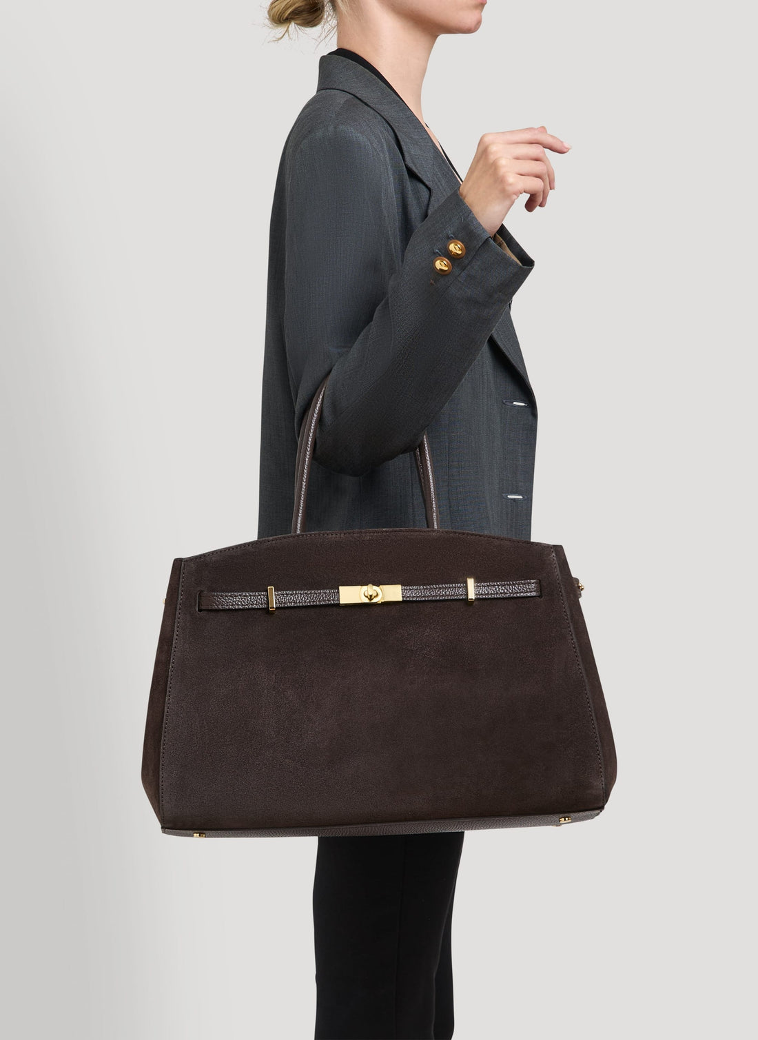 Borsa Driade in Camoscio e Pelle Testa di moro - Voemièn