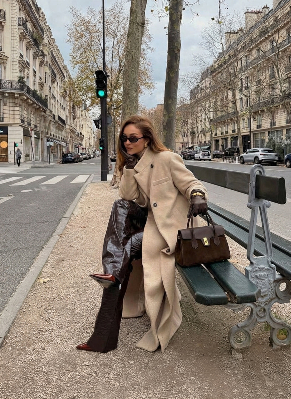 Borsa Cécile in Camoscio e Pelle Testa di moro - Voemièn