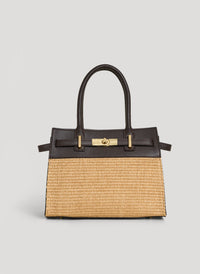 Borsa Grace in pelle e rafia Testa di Moro