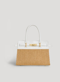 Borsa Grace in pelle e rafia Bianca