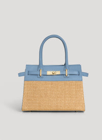 Borsa Grace in pelle e rafia Denim
