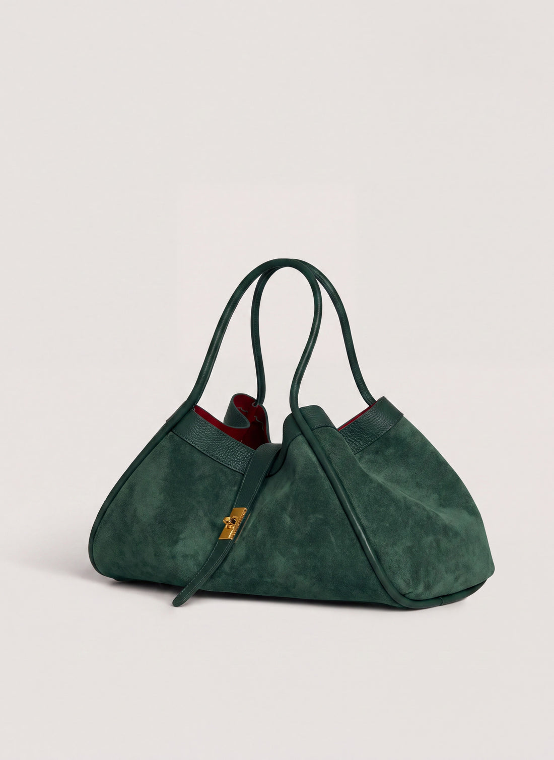 Borsa Mayfair in Camoscio e Pelle Togo Verde Bosco