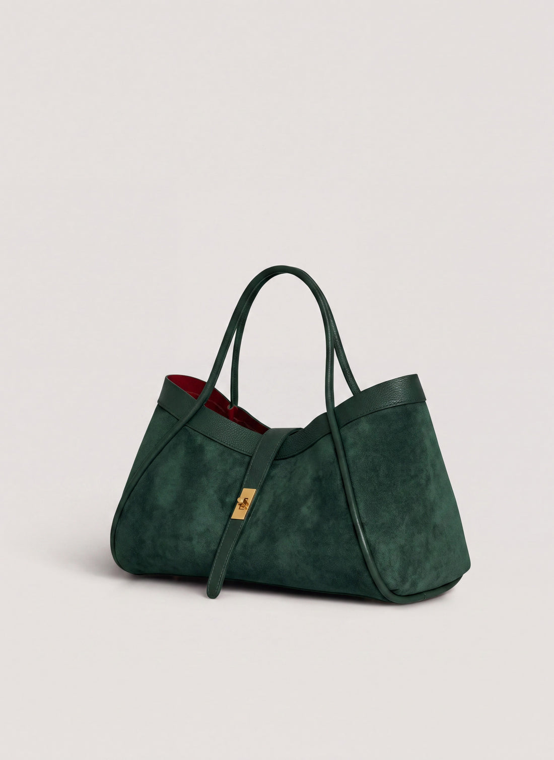 Borsa Mayfair in Camoscio e Pelle Togo Verde Bosco
