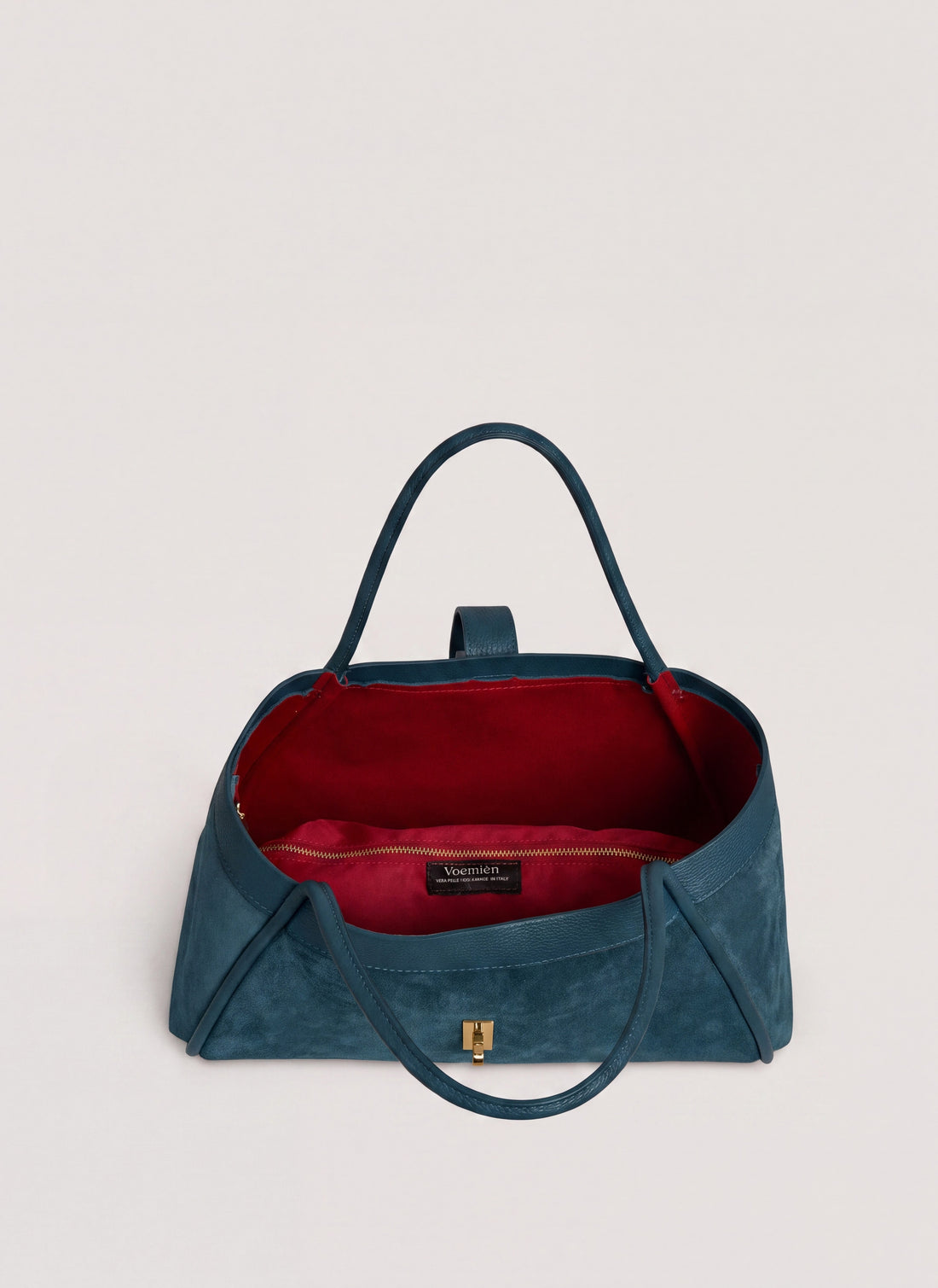 Borsa Mayfair in Camoscio e Pelle Togo Petrolio