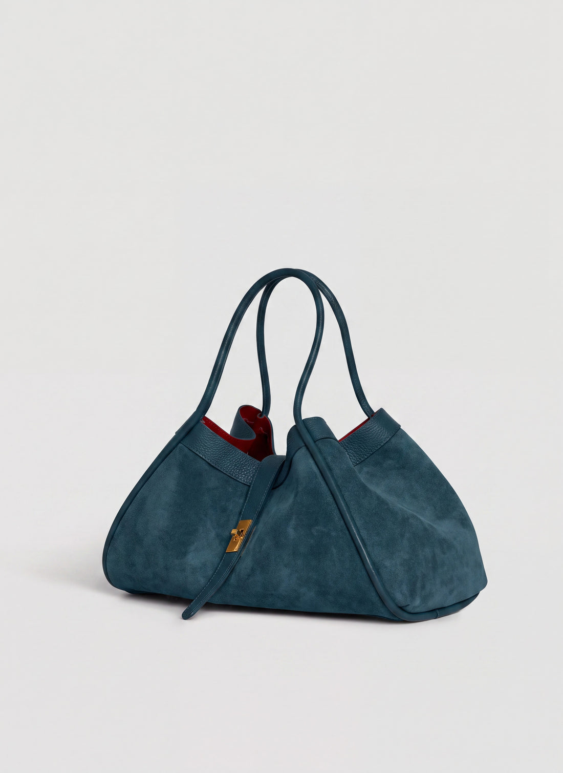 Borsa Mayfair in Camoscio e Pelle Togo Petrolio