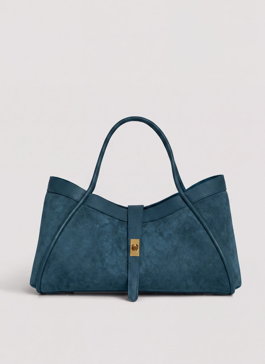 Borsa Mayfair in Camoscio e Pelle Togo Petrolio