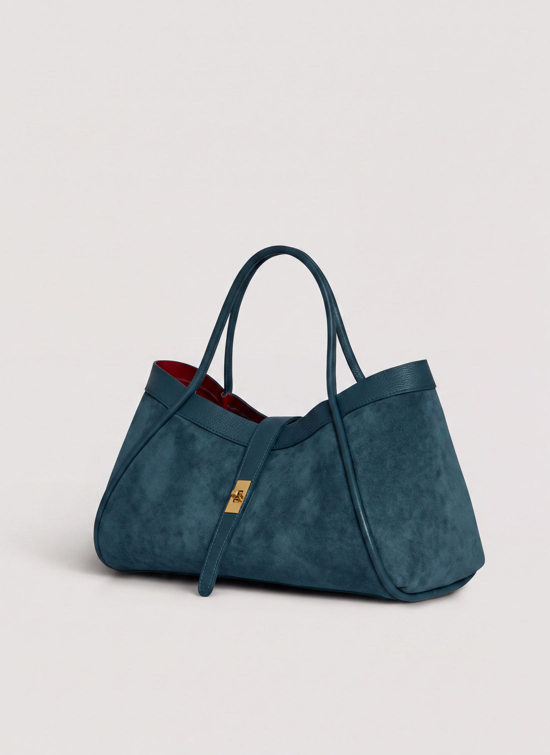 Borsa Mayfair in Camoscio e Pelle Togo Petrolio