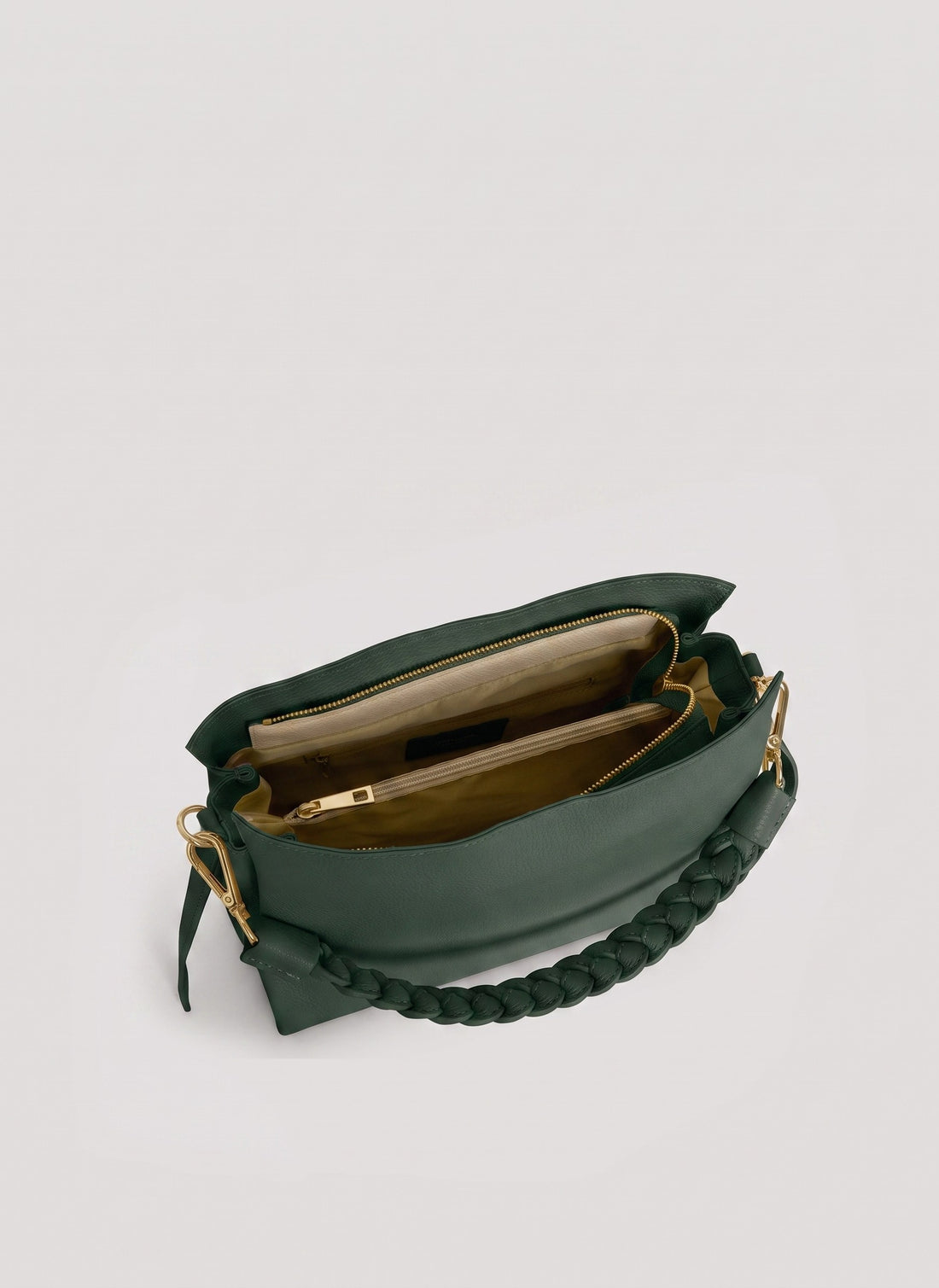 Borsa Braid in pelle Dollaro Verde Bosco