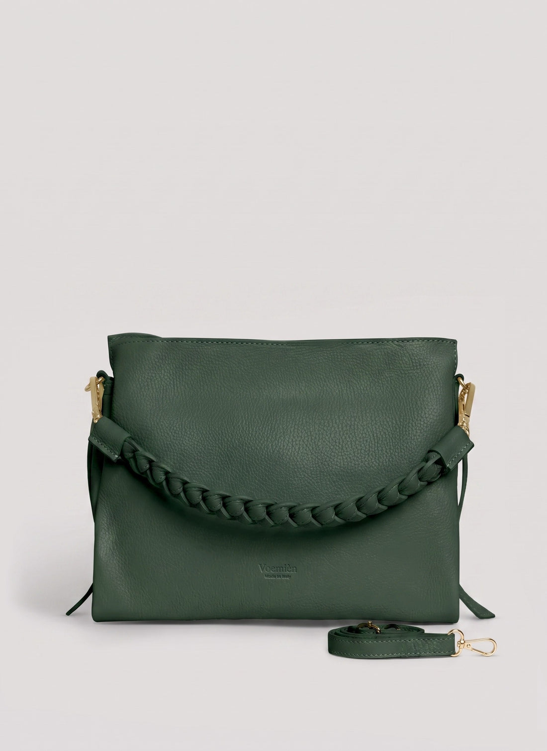 Borsa Braid in pelle Dollaro Verde Bosco