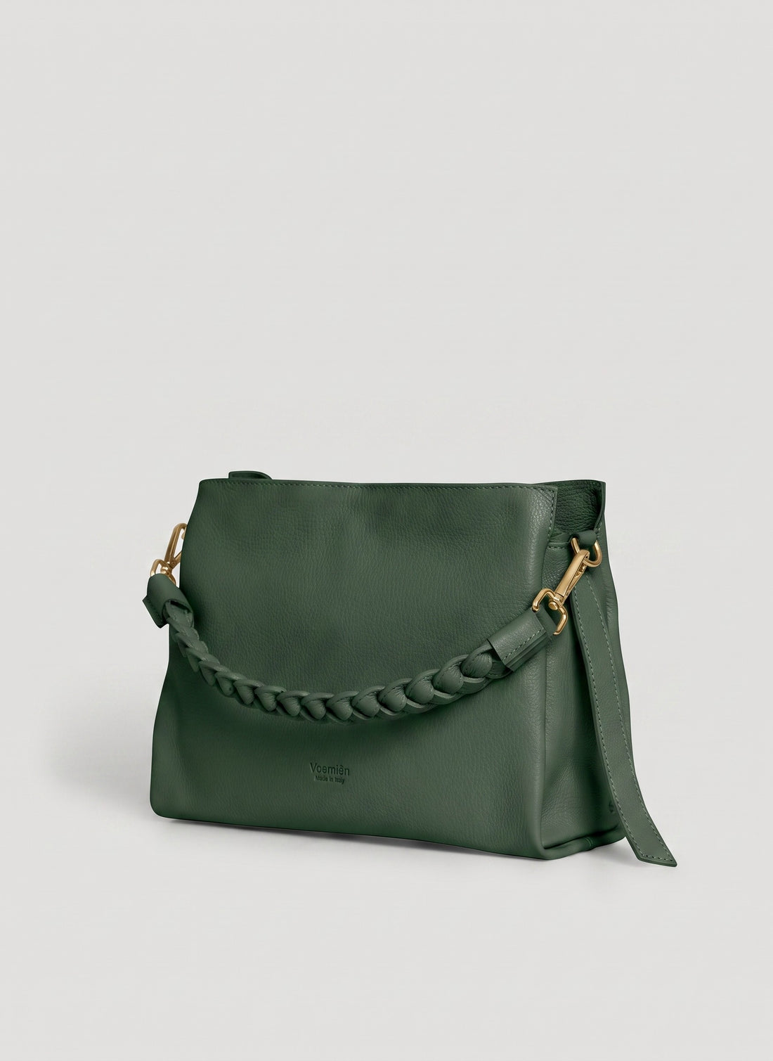 Borsa Braid in pelle Dollaro Verde Bosco