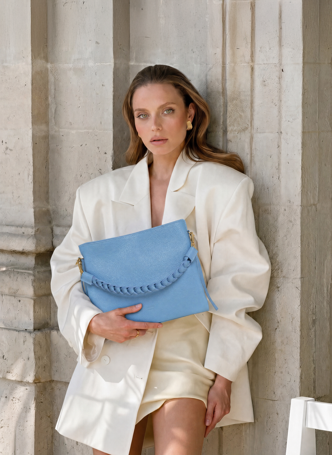 Borsa Braid in Pelle Dollaro Denim - Voemièn