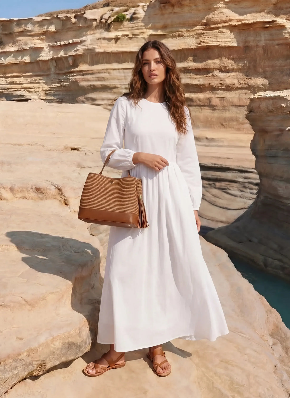 Borsa Kendy in Pelle e Rafia Limited Edition Cuoio - Voemièn