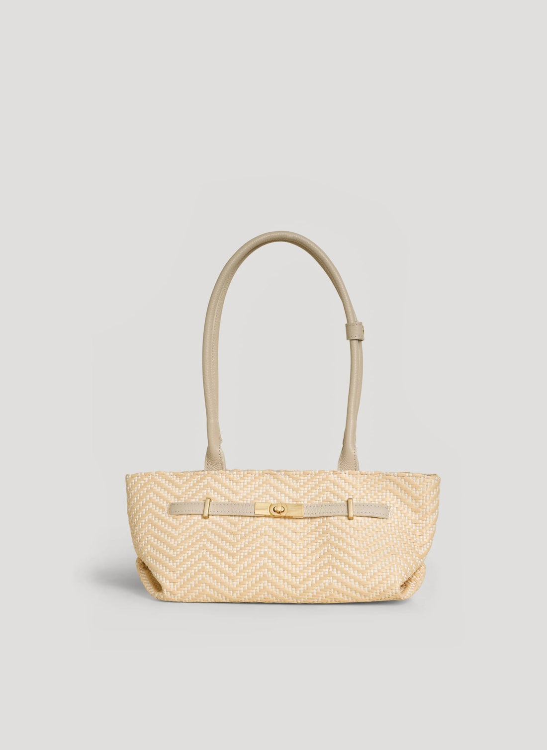 Borsa Lola in Pelle e Rafia Chevron Limited Edition Beige