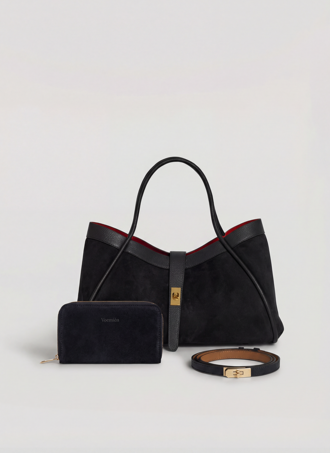 Set Mayfair Camoscio e pelle Nero - Voemièn