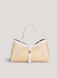 Mayfair Chevron White Limited Edition Leather and Raffia Bag