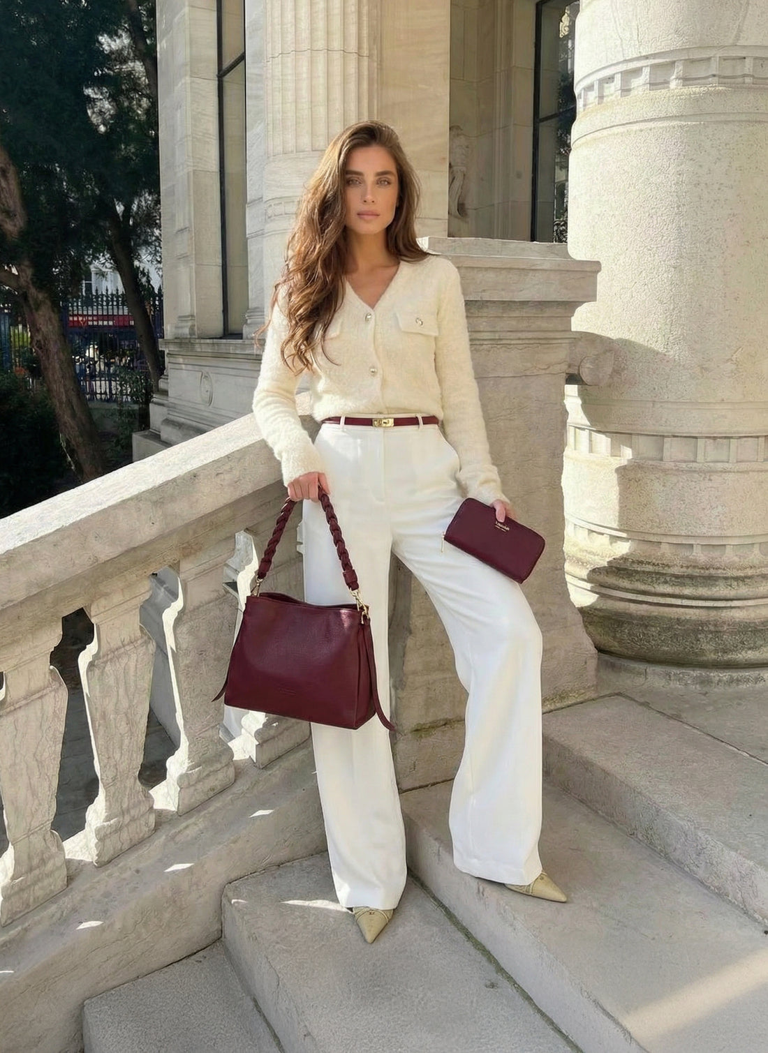 Set Presenza quotidiana | Braid in pelle Borgogna