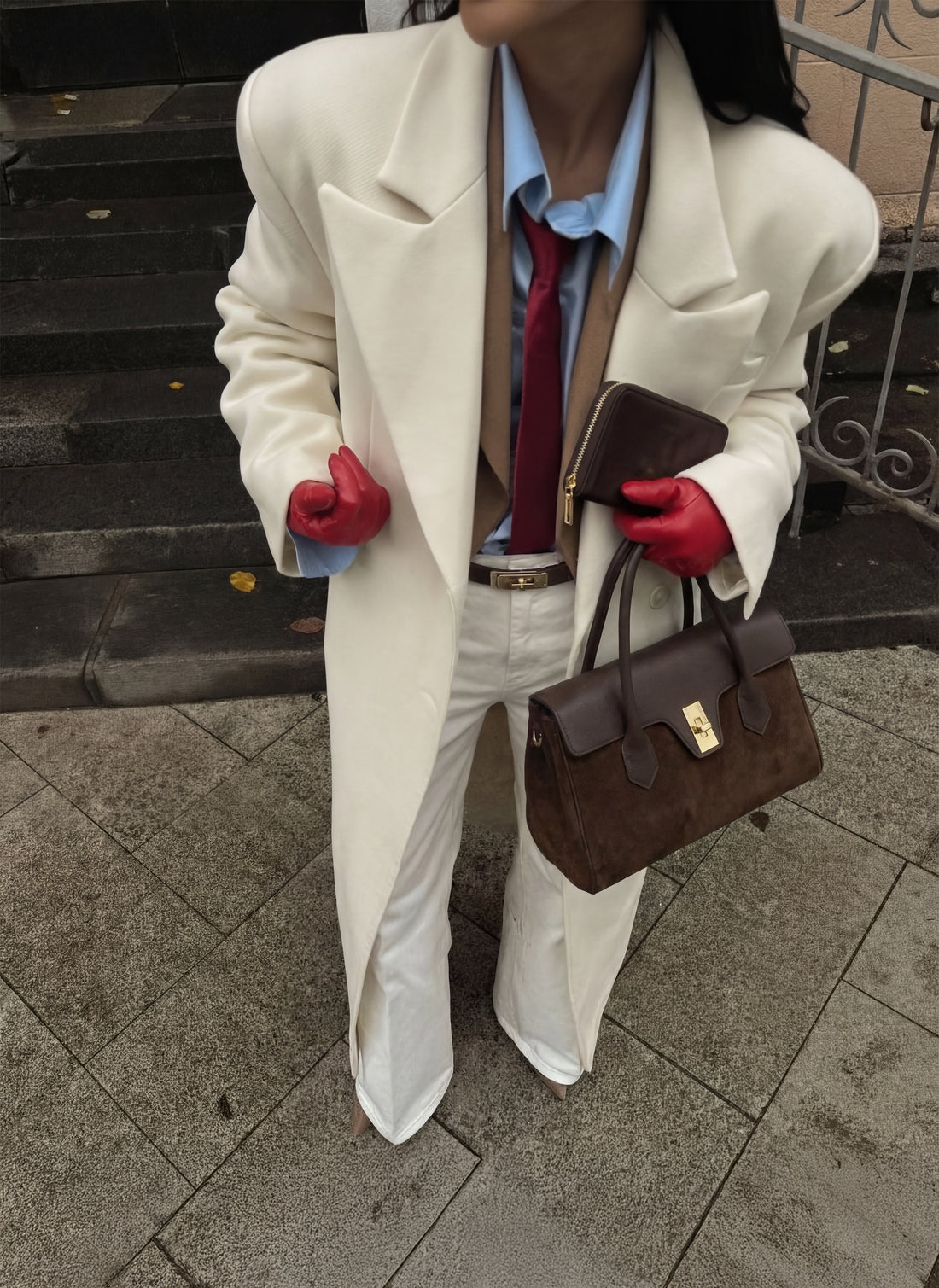 Borsa Cécile in Camoscio e Pelle Testa di moro - Voemièn