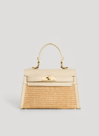 Victoria Cream Leather and Raffia Bag